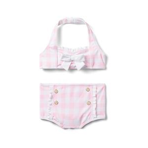 Janie and Jack Pink and White Kids Swim One Piece